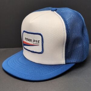 Ryder/P-I-E Nationwide Vintage Blue/White Mesh, Snapback Trucker Hat.